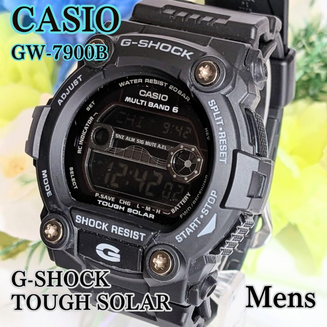 美品 CASIOメンズ腕時計Gショック ブラック ソーラー タイド＆ムーングラフ