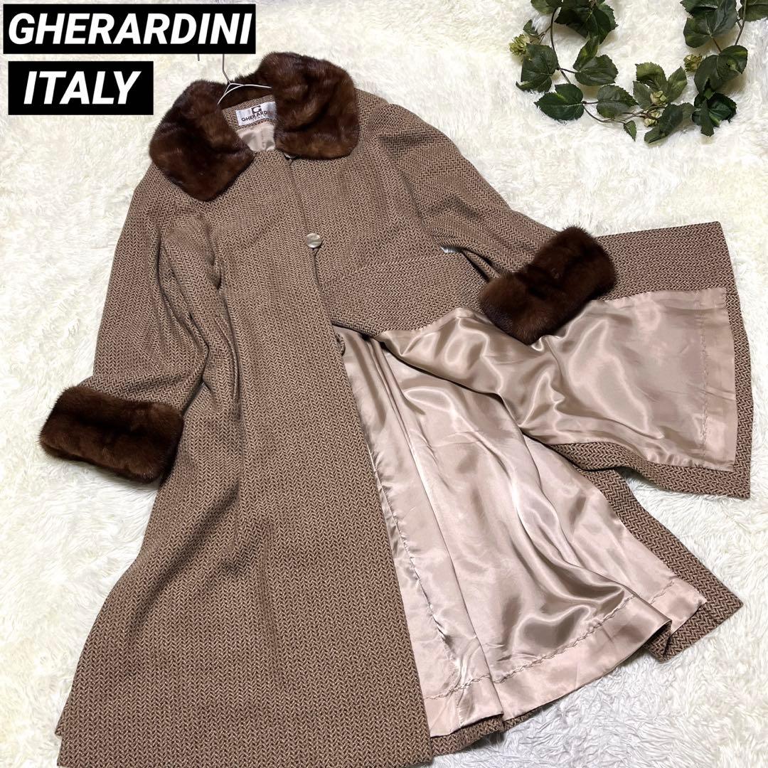 KAYEEゲラルディーニ【F】カシミヤファーコート　ツイードヘリンボーン