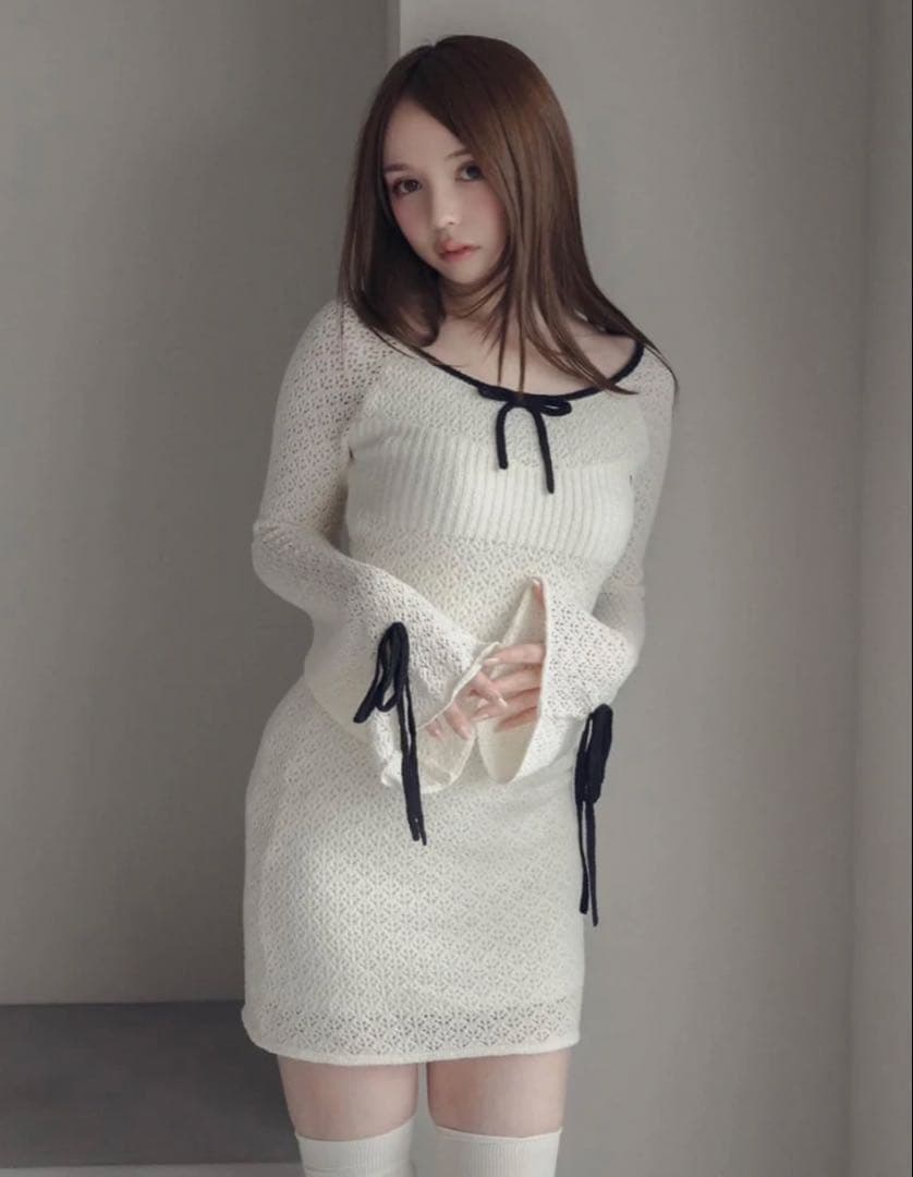 ワンピース andmary Lily crochet mini dress ivory