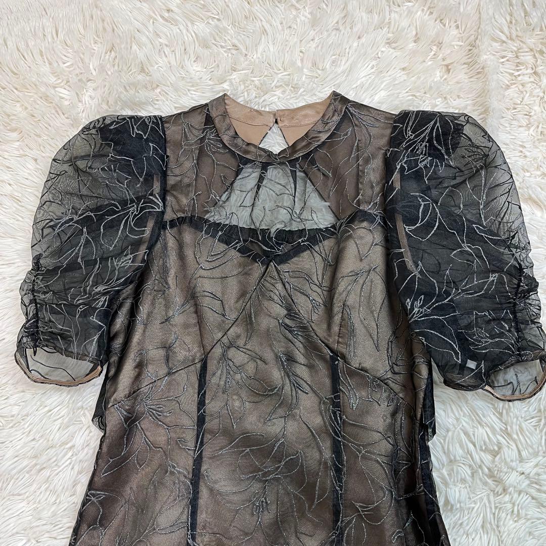 LILY BROWN エンボスオーガンジーlilyグリッタードレス オケージョン