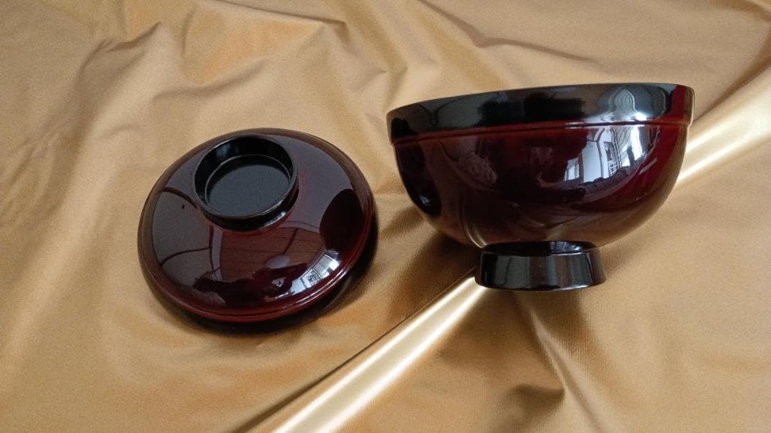 【天然木・本漆・新】越前溜塗 葉模様金蒔絵　吸物椀五客 大丸高級品