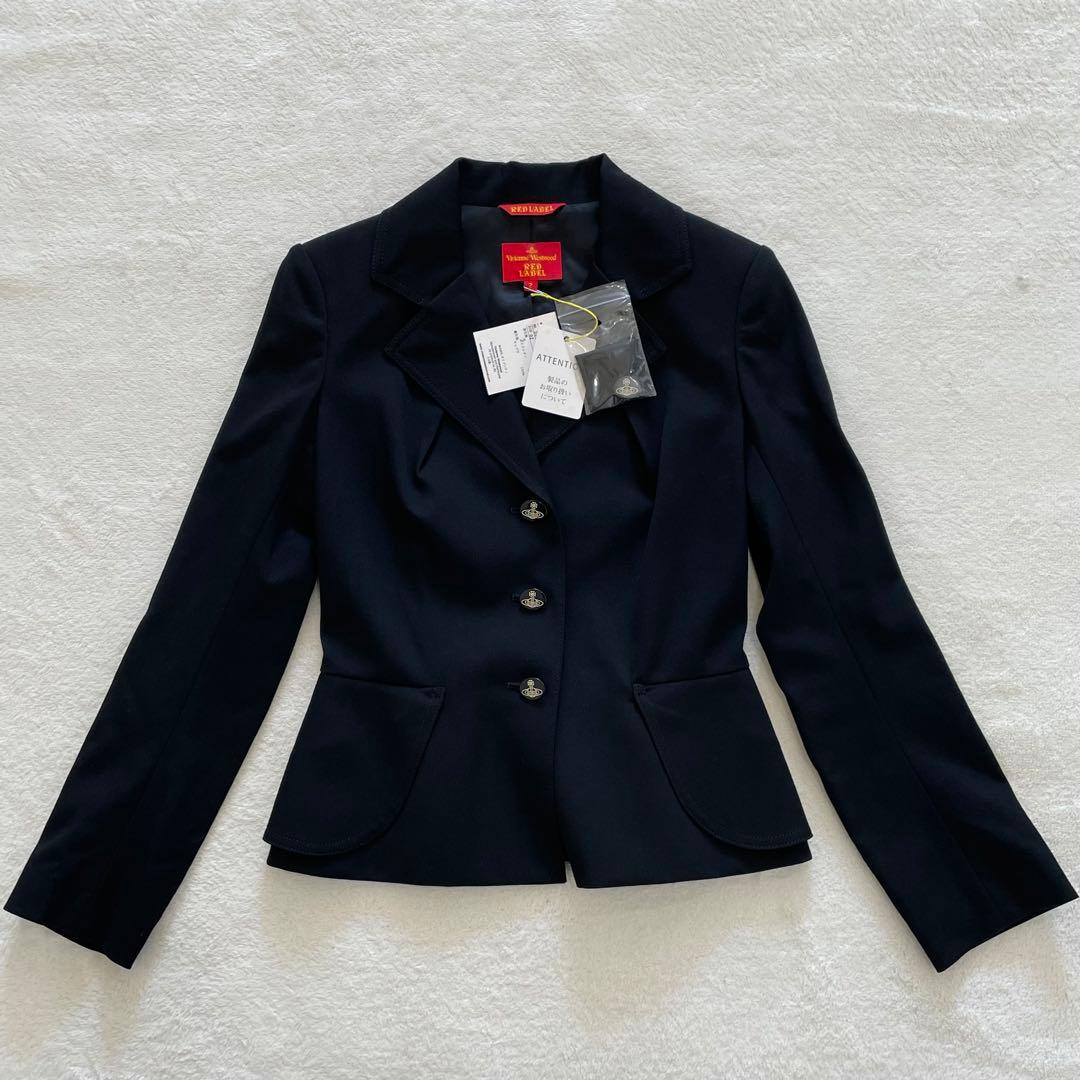 ヴィヴィアンウエストウッド　テーラードジャケット　タグ付　裏地総柄　オーブ釦　黒
