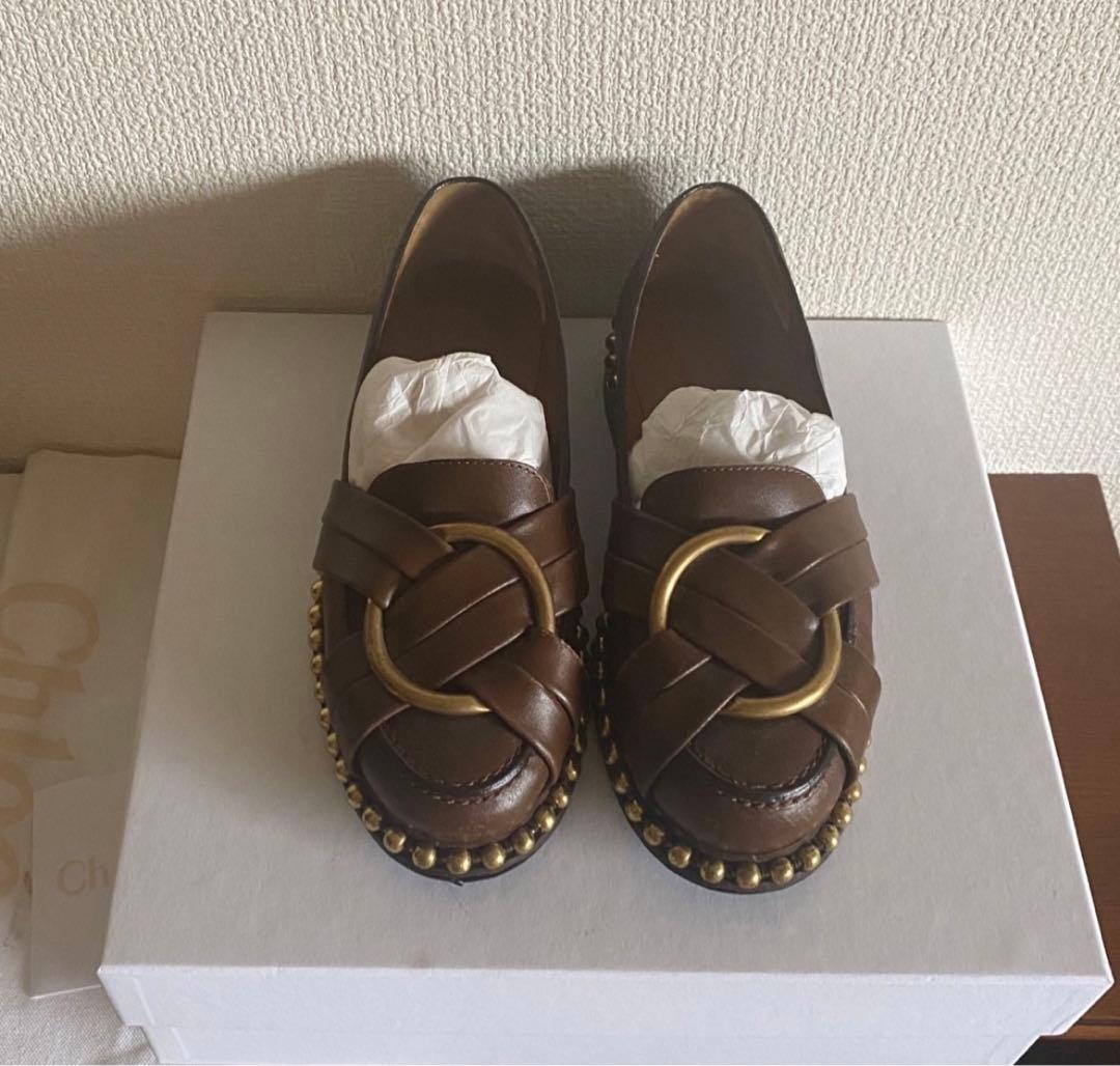 クロエ　定価12万円　ブラウンローファー　36 フラットシューズ