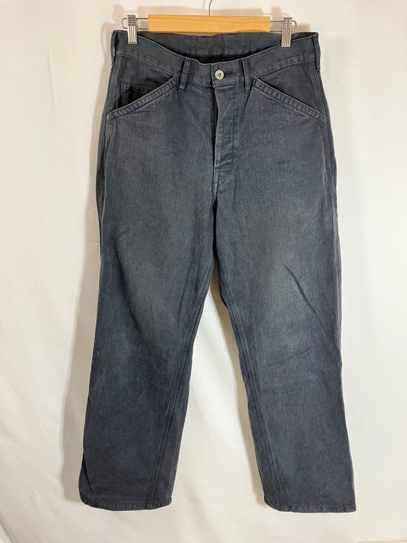 ネイバーフッド　コットン　ヘリンボーン　パンツ　ネイビー　S