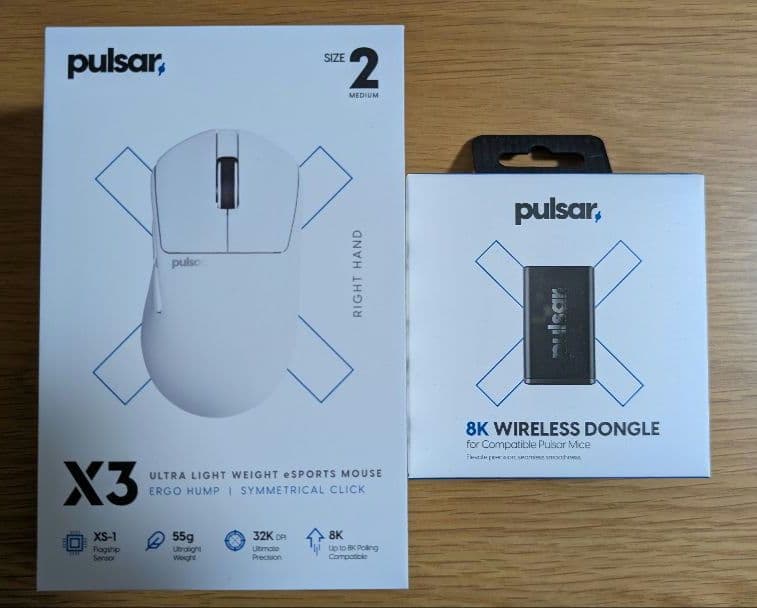 Pulsar X3 size2 + 8Kドングルセット+マウスソール