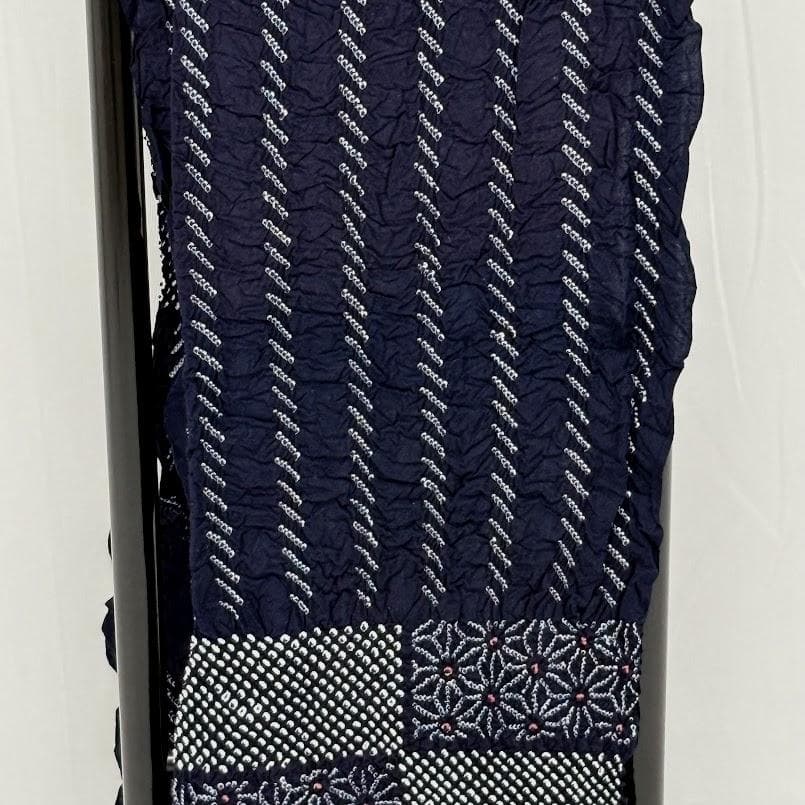 ゆりのはな　絞り浴衣反物　付下げ　伝統工芸　有松鳴海絞り　総絞り　濃藍　F802