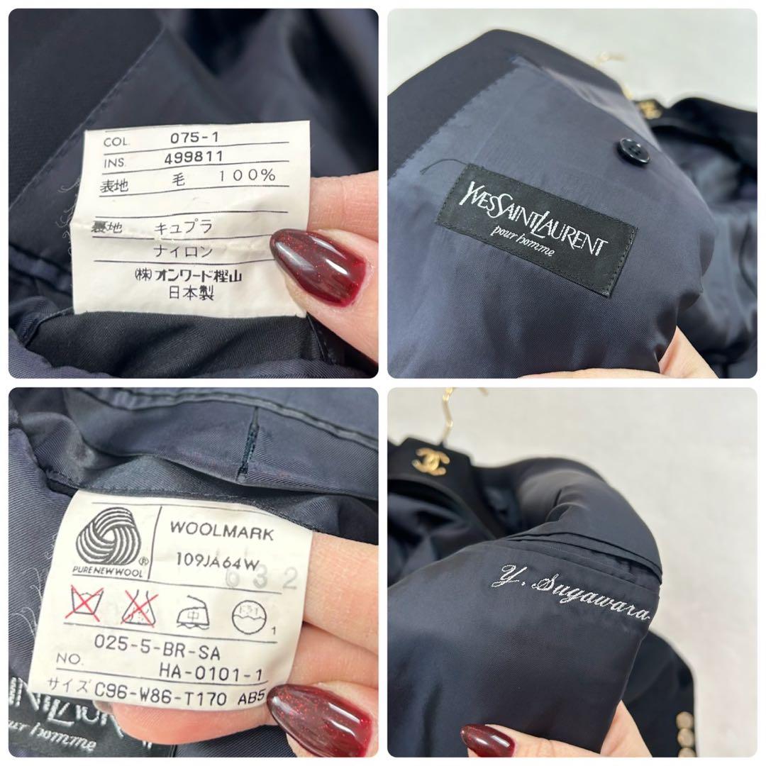 K610 M イヴサンローラン ロゴボタン ダブル テーラードジャケット メンズ
