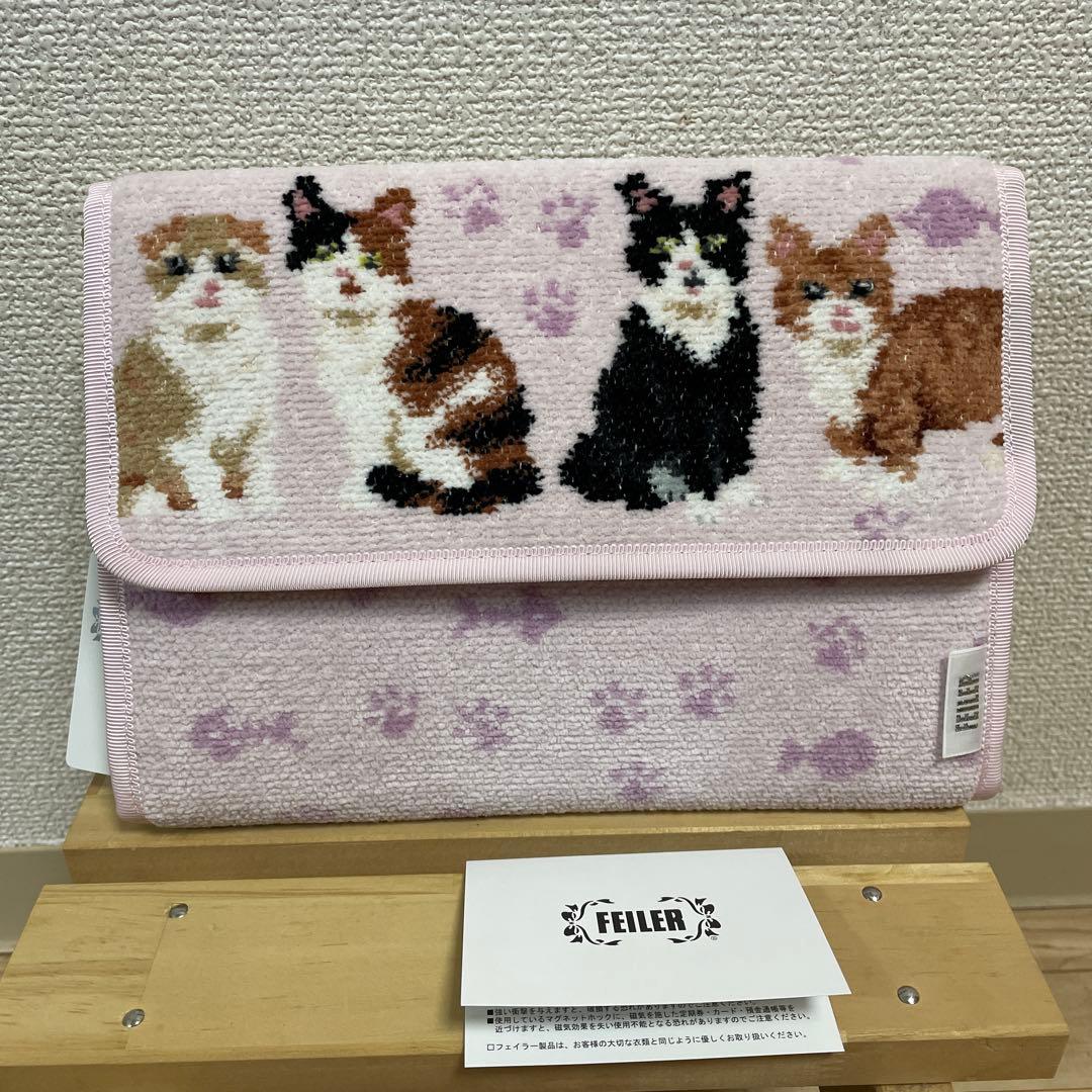 FEHER 猫刺繍 母子手帳ケース ピンク　マイキュートキトゥン マルチケース