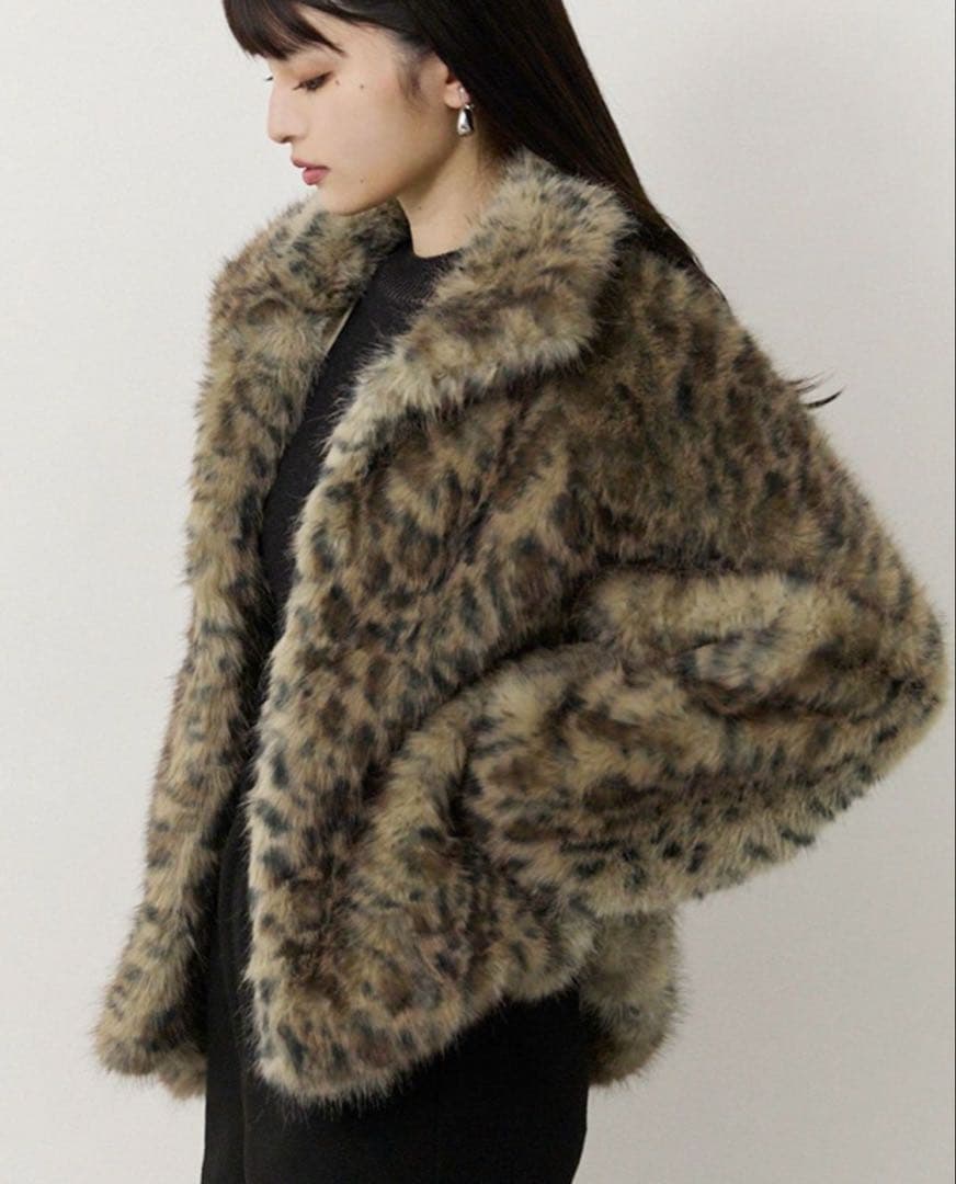 レオパードフェイクファーコートMURUA