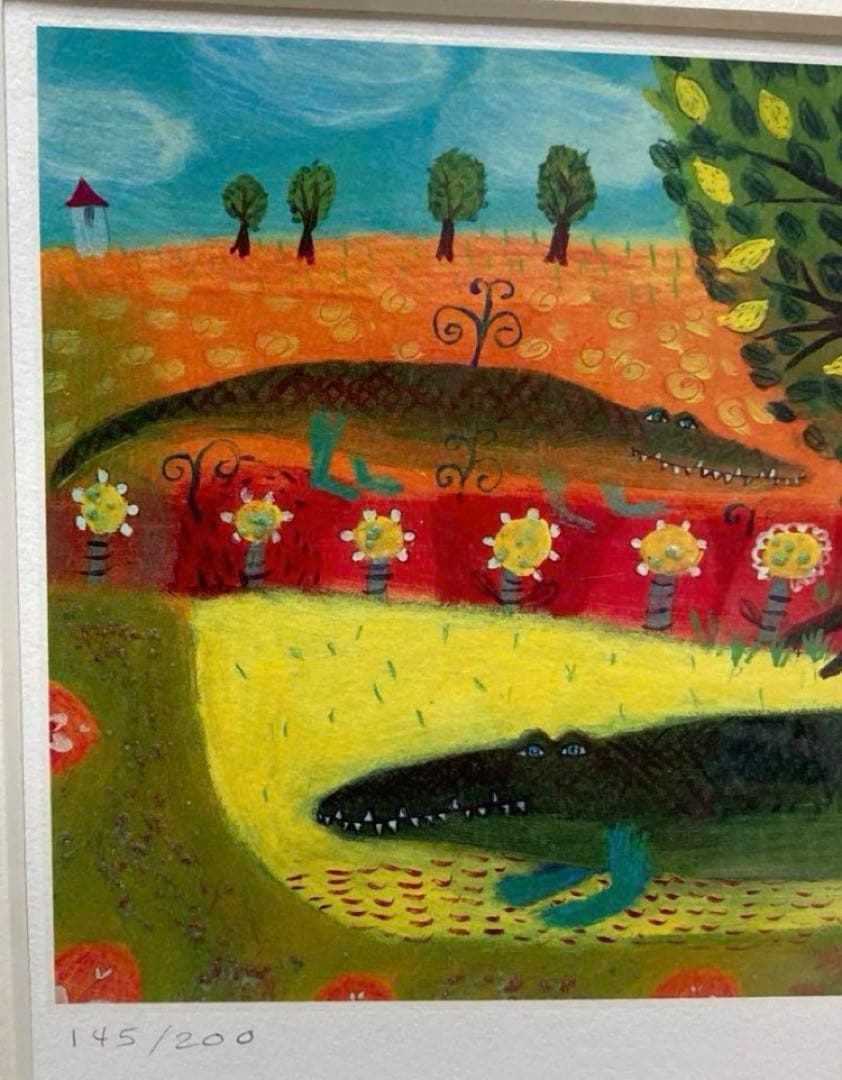 カレン ホイプティング　レモンの木の下で　ワニ　ジクレー