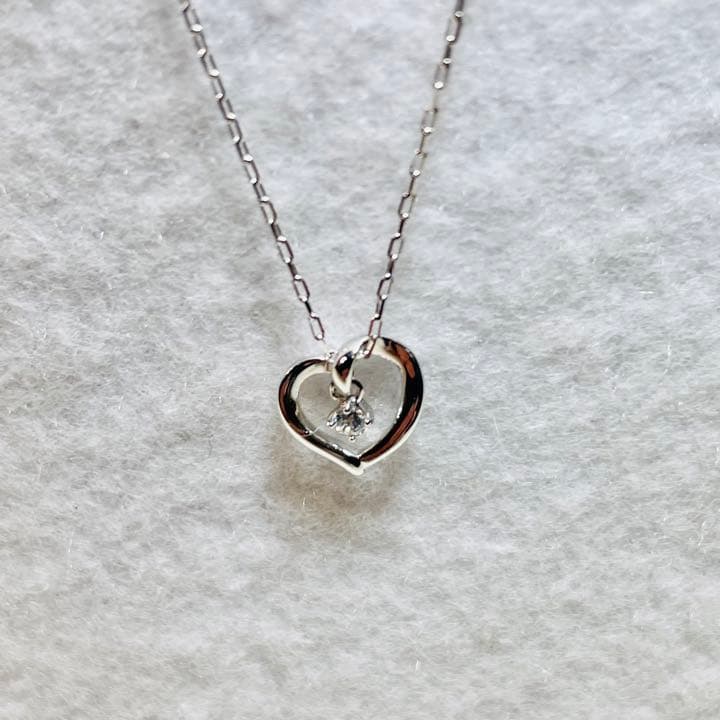 【商談中】4℃ K10 WG ハートネックレス　キュービックジルコニア