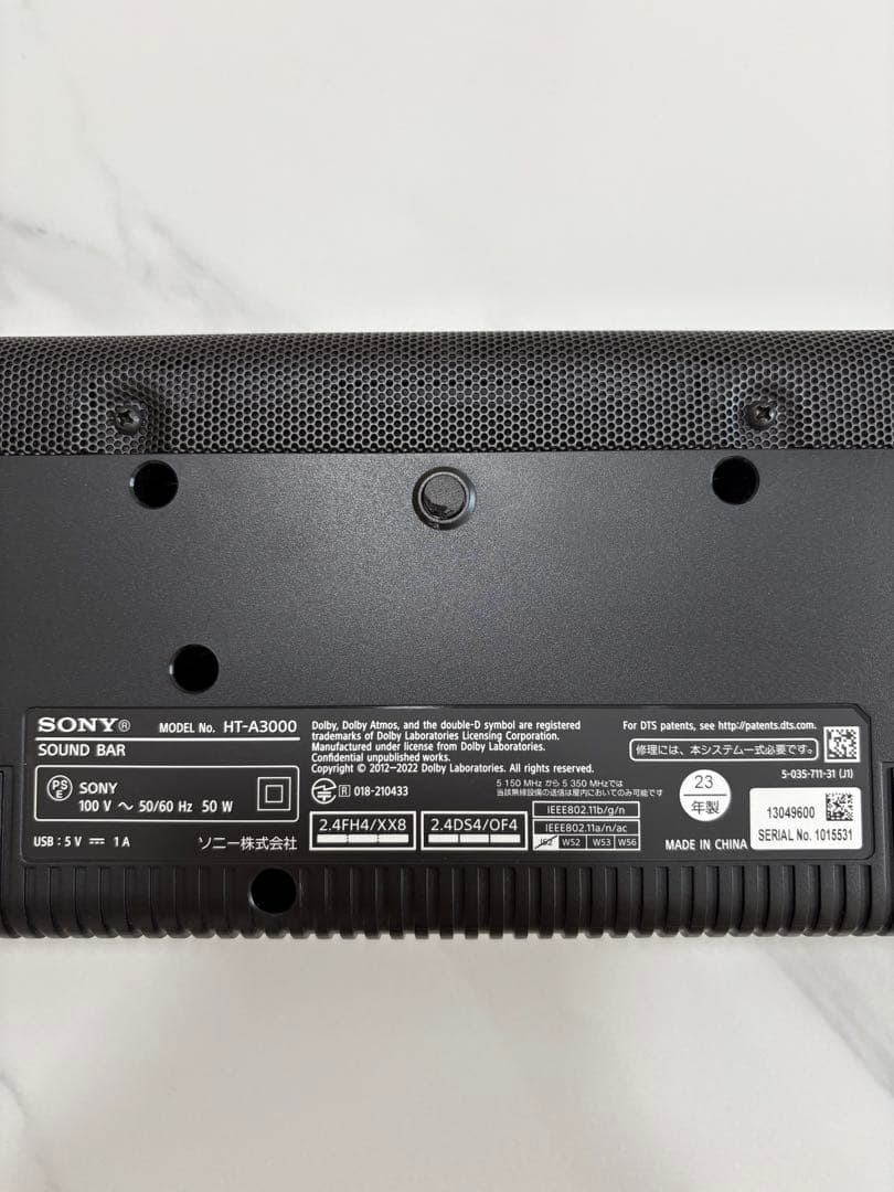 【美品】SONY Sound bar HT-A3000 4Kパススルー