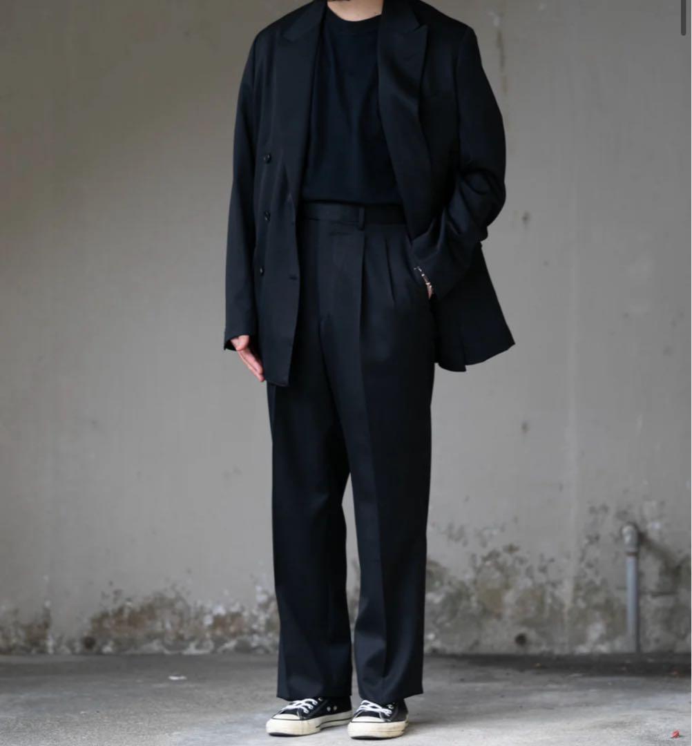 パンツ a.presse slub wool trousers 1 navy