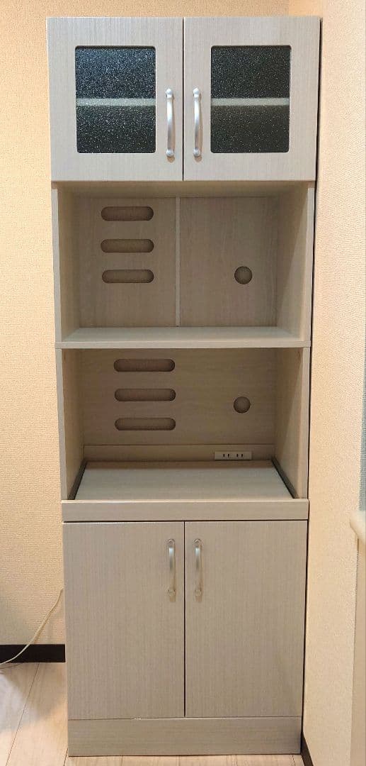 ハイタイプレンジ台 食器棚 キッチンボード キャビネット コンセント付き 幅60