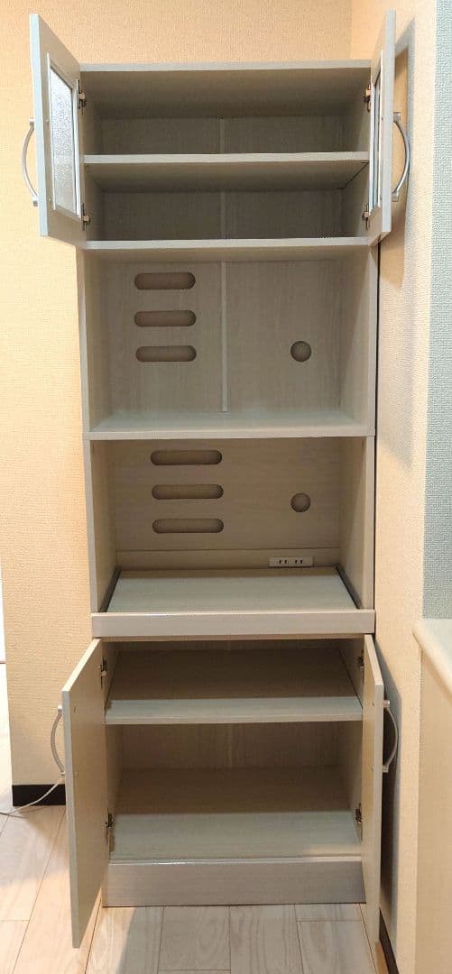 ハイタイプレンジ台 食器棚 キッチンボード キャビネット コンセント付き 幅60