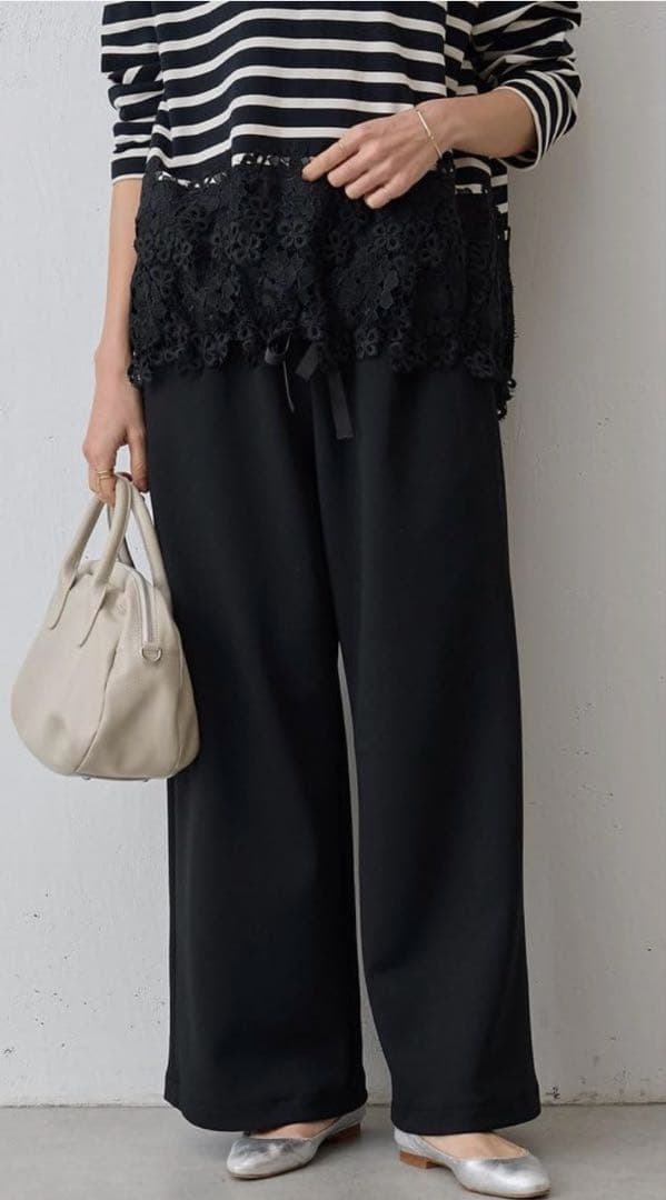 【BEARDSLEY】新品未使用 ムーンライクウエストリブパンツ ブラック 1