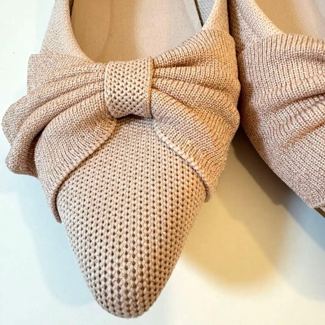 【美品・洗濯済み】VIVAIA ポインテッドトゥ リボン付き フラットシューズ