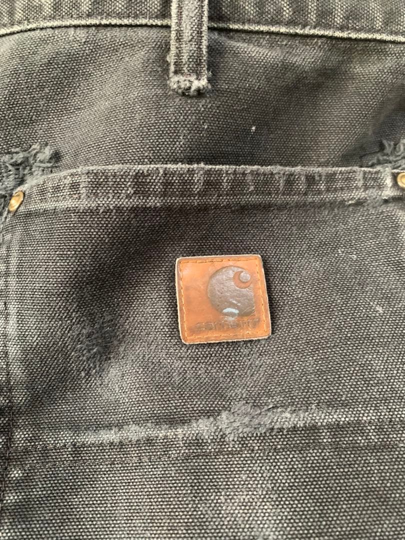 古着　Carhartt ダブルニー　デニム　ペイント　黒
