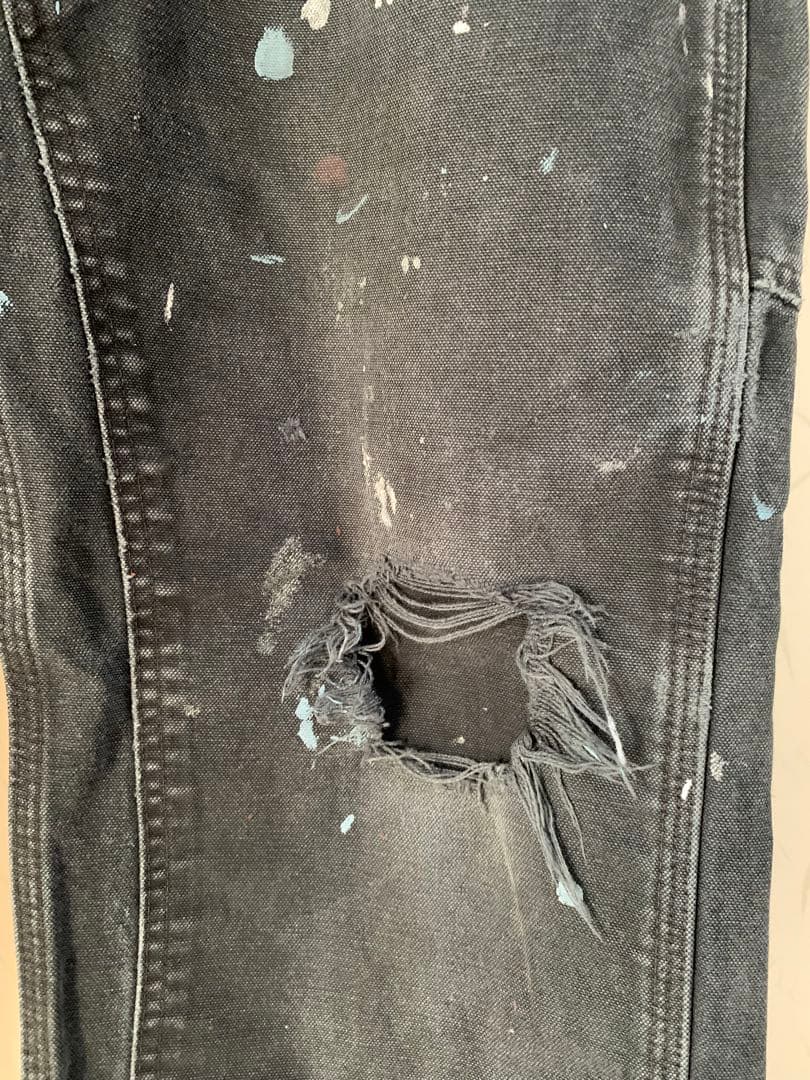 古着　Carhartt ダブルニー　デニム　ペイント　黒