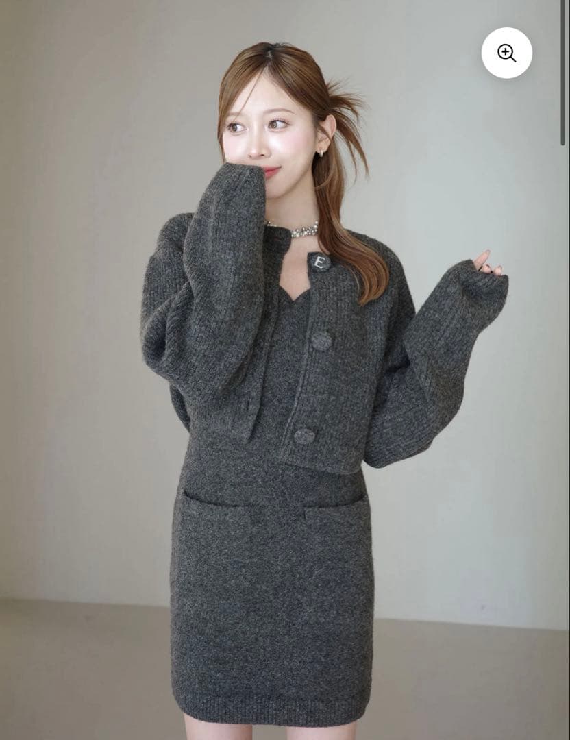 グレー GLAY ロゴボタンニットセットワンピース EIMY ISTOIRE