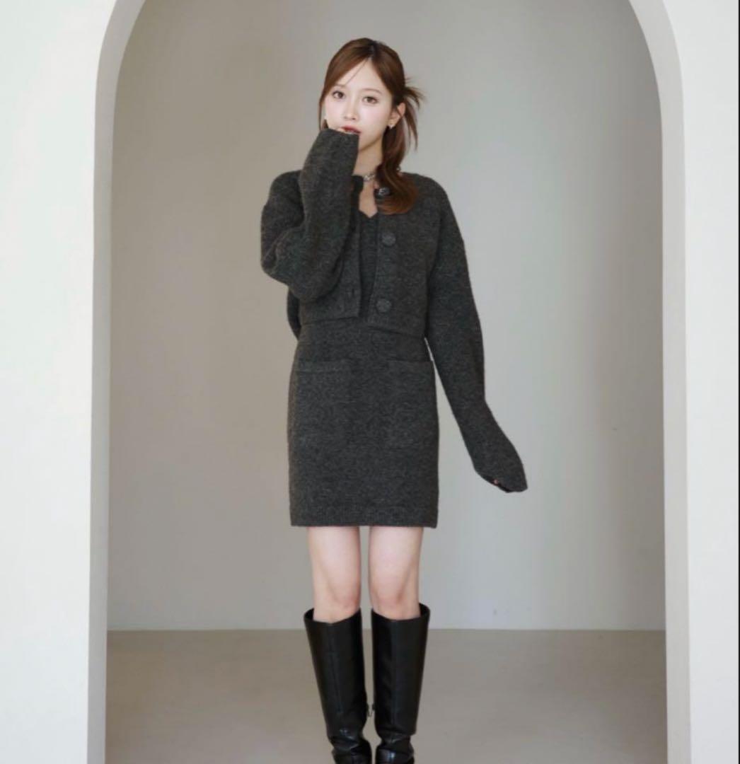 グレー GLAY ロゴボタンニットセットワンピース EIMY ISTOIRE