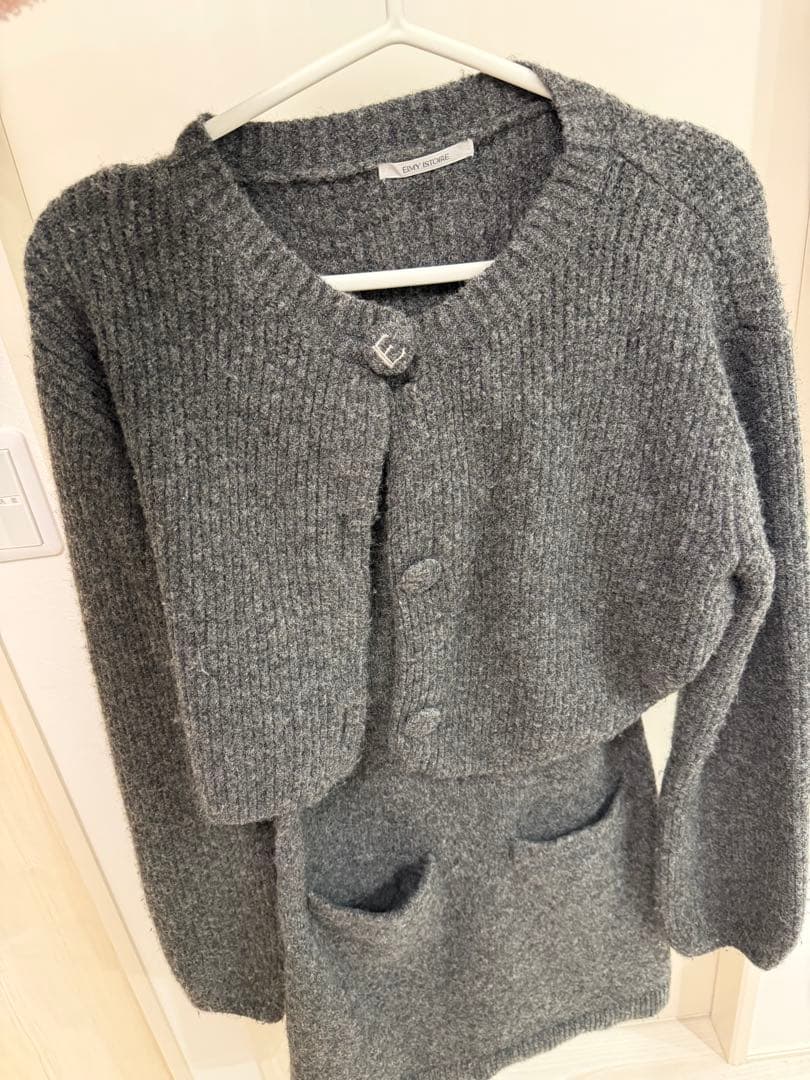 グレー GLAY ロゴボタンニットセットワンピース EIMY ISTOIRE