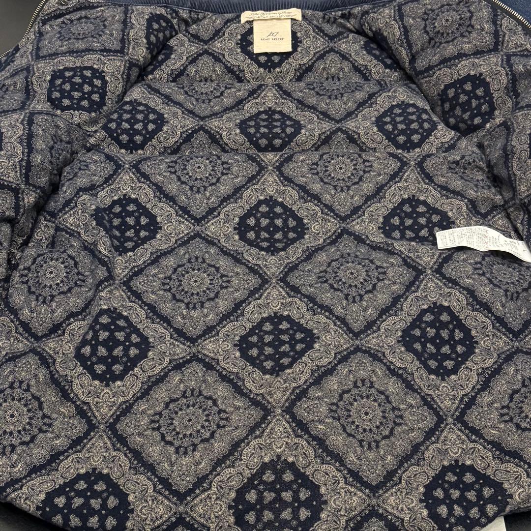 美品 濃紺 レミレリーフ 裏バンダナ デニム コンチョ ダウン ベスト L 切替