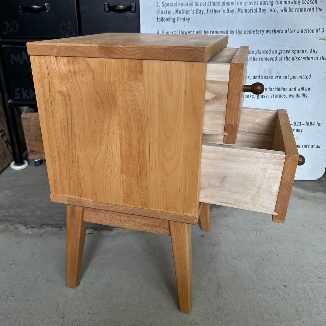 ベルメゾン 天然木アルダー材 サイドチェスト ナイトテーブル ナチュラル