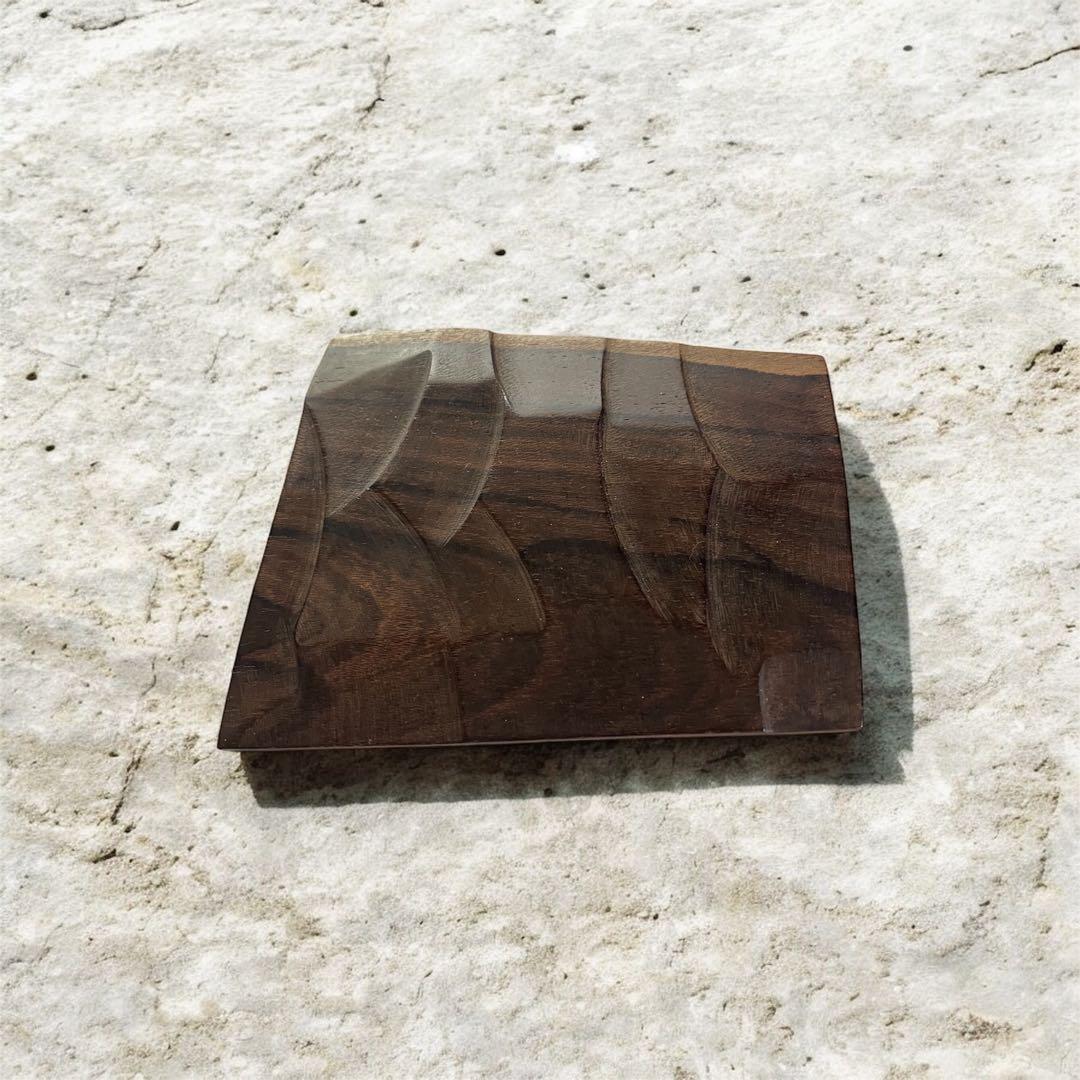 櫻妓　黒柿木製　デザインブローチ　漆塗り指輪＆イヤリングセット