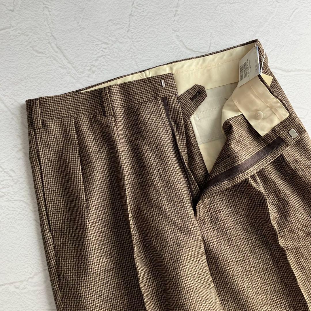 【新品未使用】J.プレス ウール スラックス チェック柄 ツータック 88cm