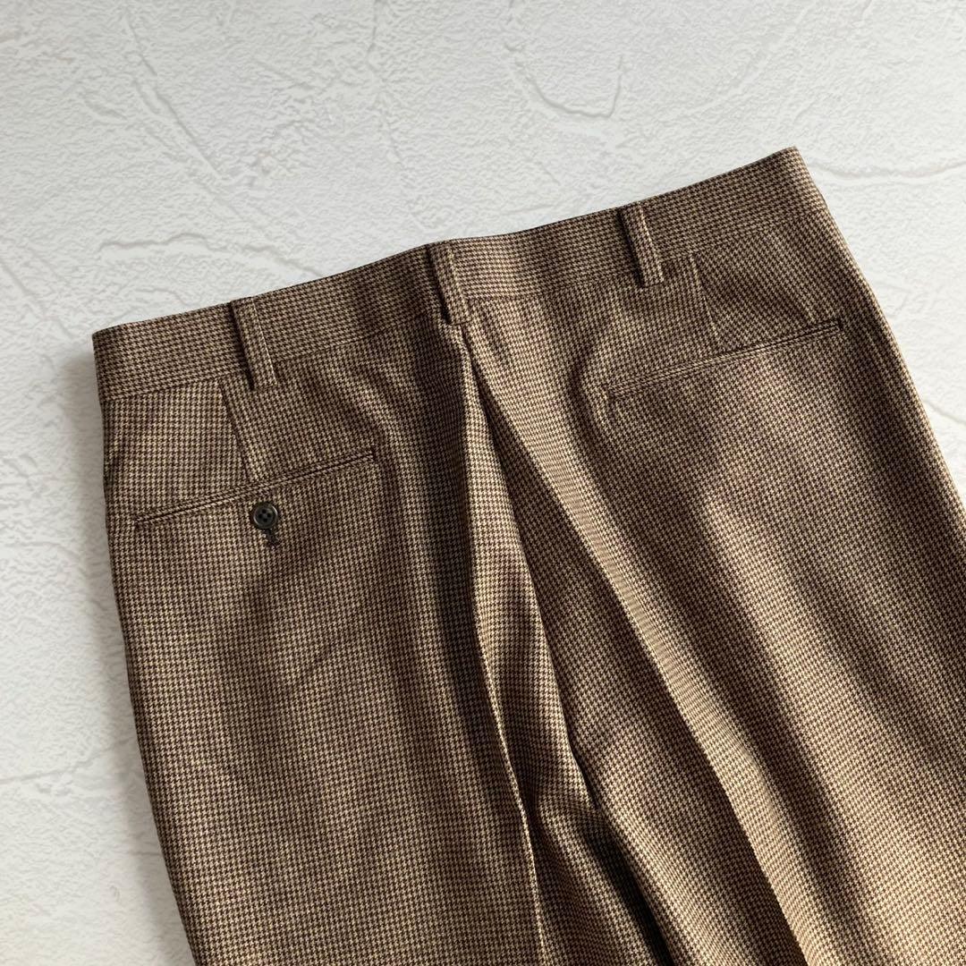 【新品未使用】J.プレス ウール スラックス チェック柄 ツータック 88cm