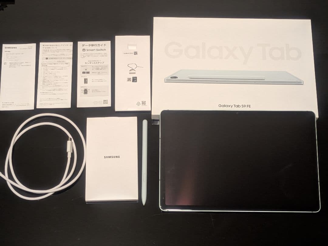 Samsung Galaxy Tab S9 FE ミントグリーンスマホリング付き