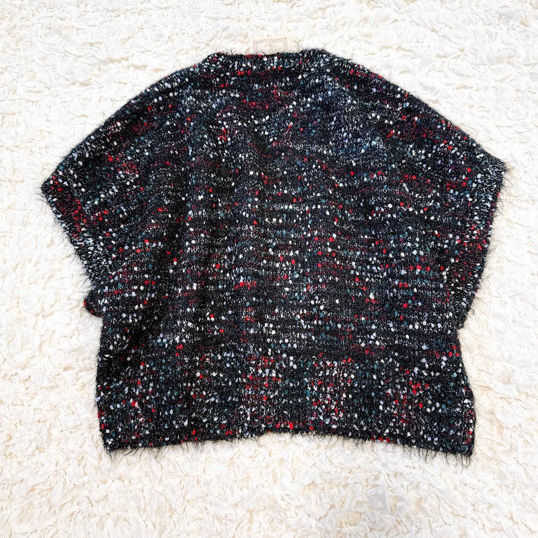 ビアズリー♡ BEARDSLEY カラーネップベスト ブラック ニット 半袖