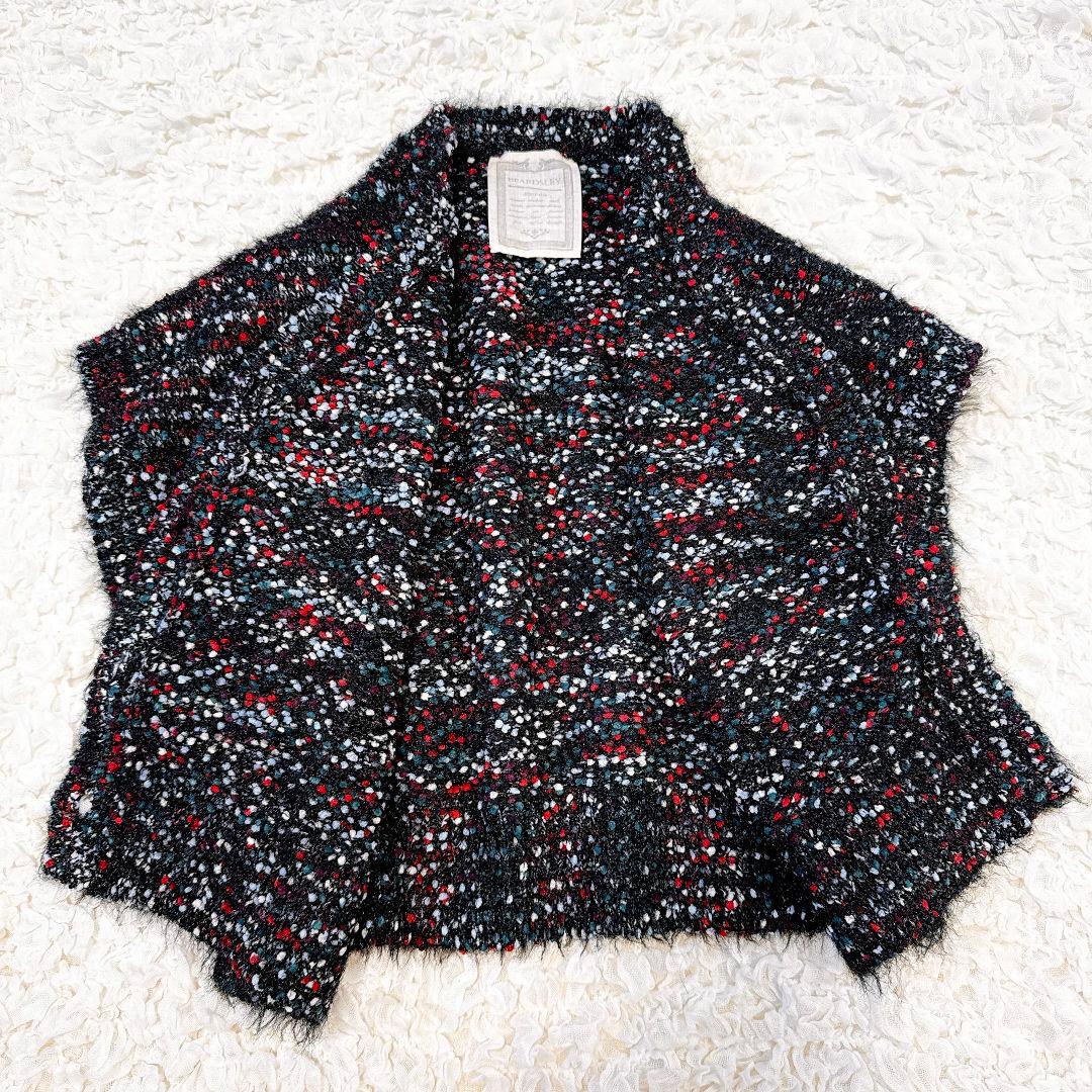 ビアズリー♡ BEARDSLEY カラーネップベスト ブラック ニット 半袖