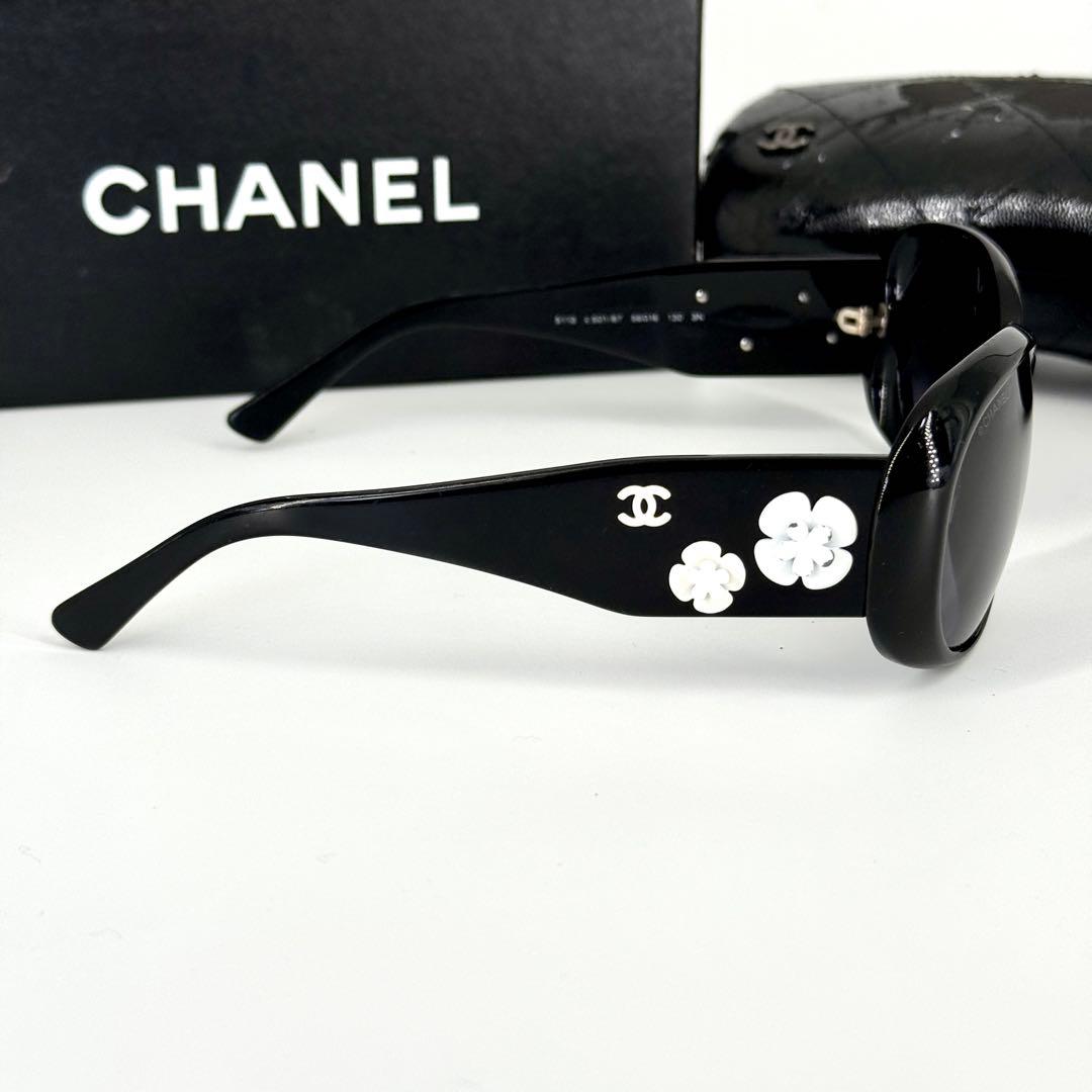 CHANEL サングラス カメリア ココマーク 5113 ブラック ホワイト 黒