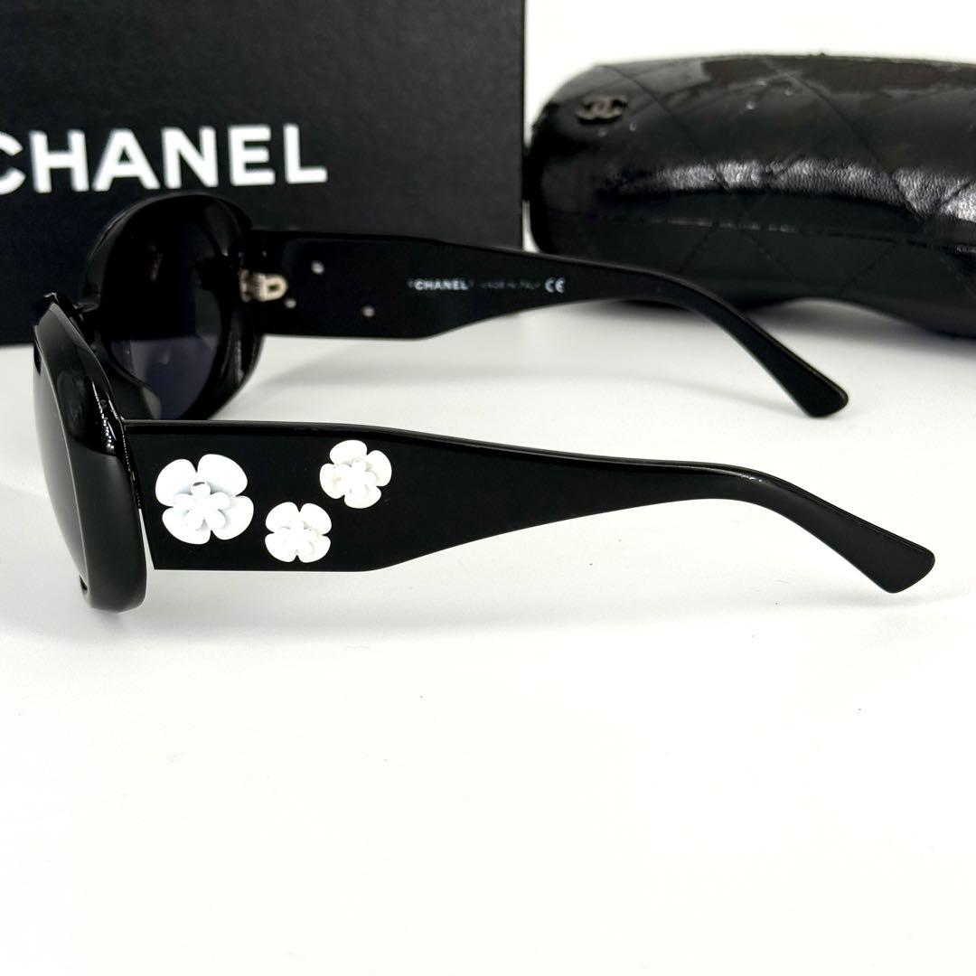 CHANEL サングラス カメリア ココマーク 5113 ブラック ホワイト 黒