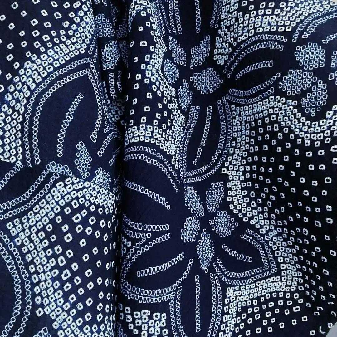 有松絞り　手縫い上質浴衣　濃紺　身丈159cm 未使用しつけ付　No.5-78