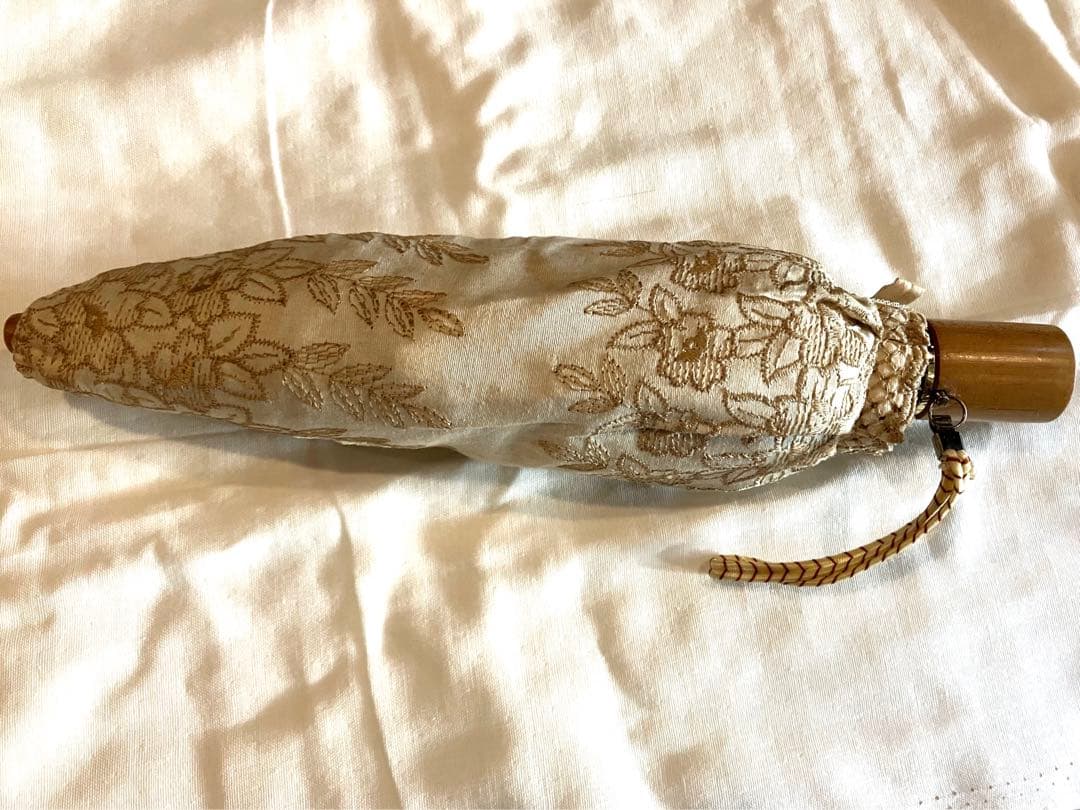 刺繍　日傘　日本製　和装　洋装　正装　日本用傘復興協議会　生成り　白　レース