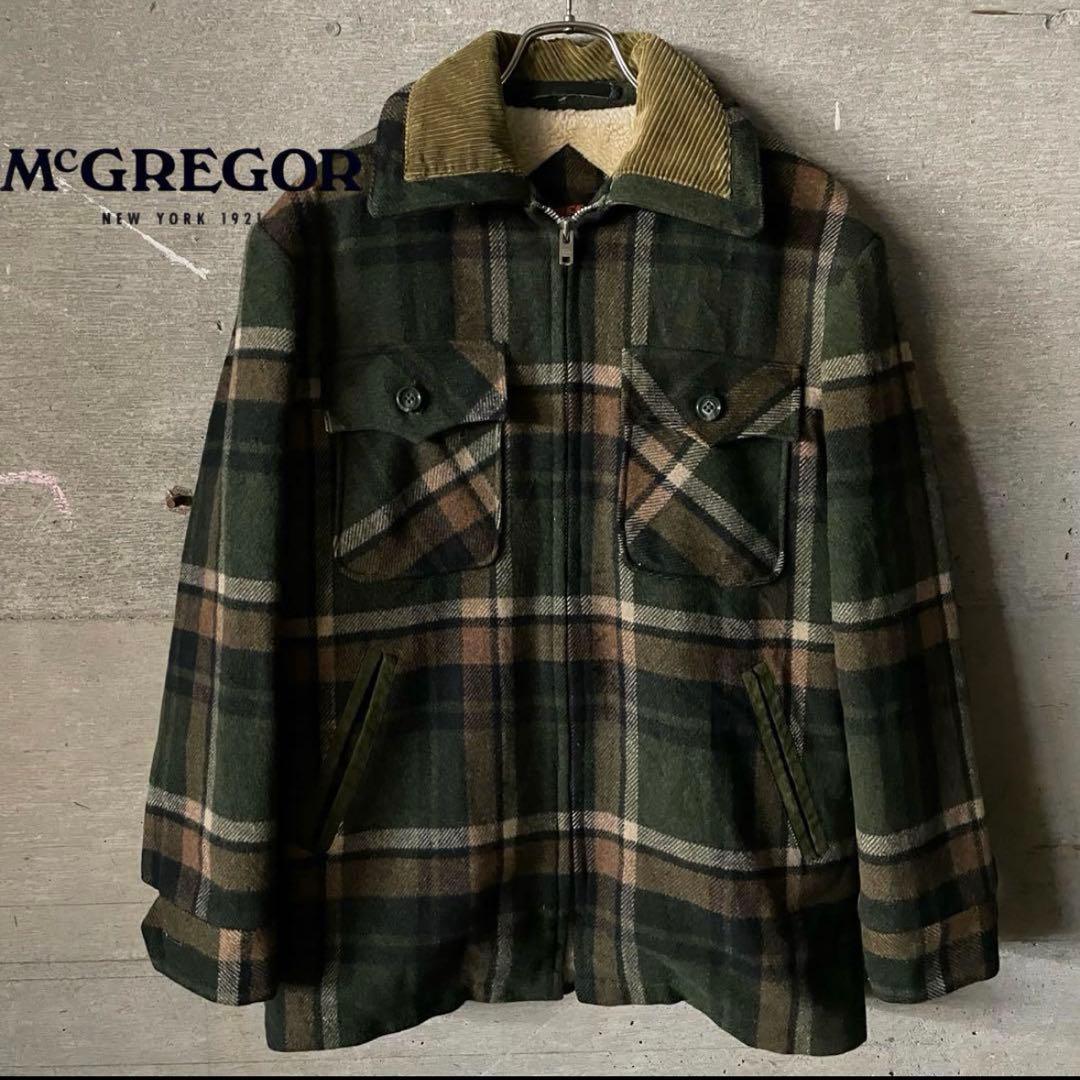 McGregor ミリタリージャケット 緑・茶・黒のチェック柄