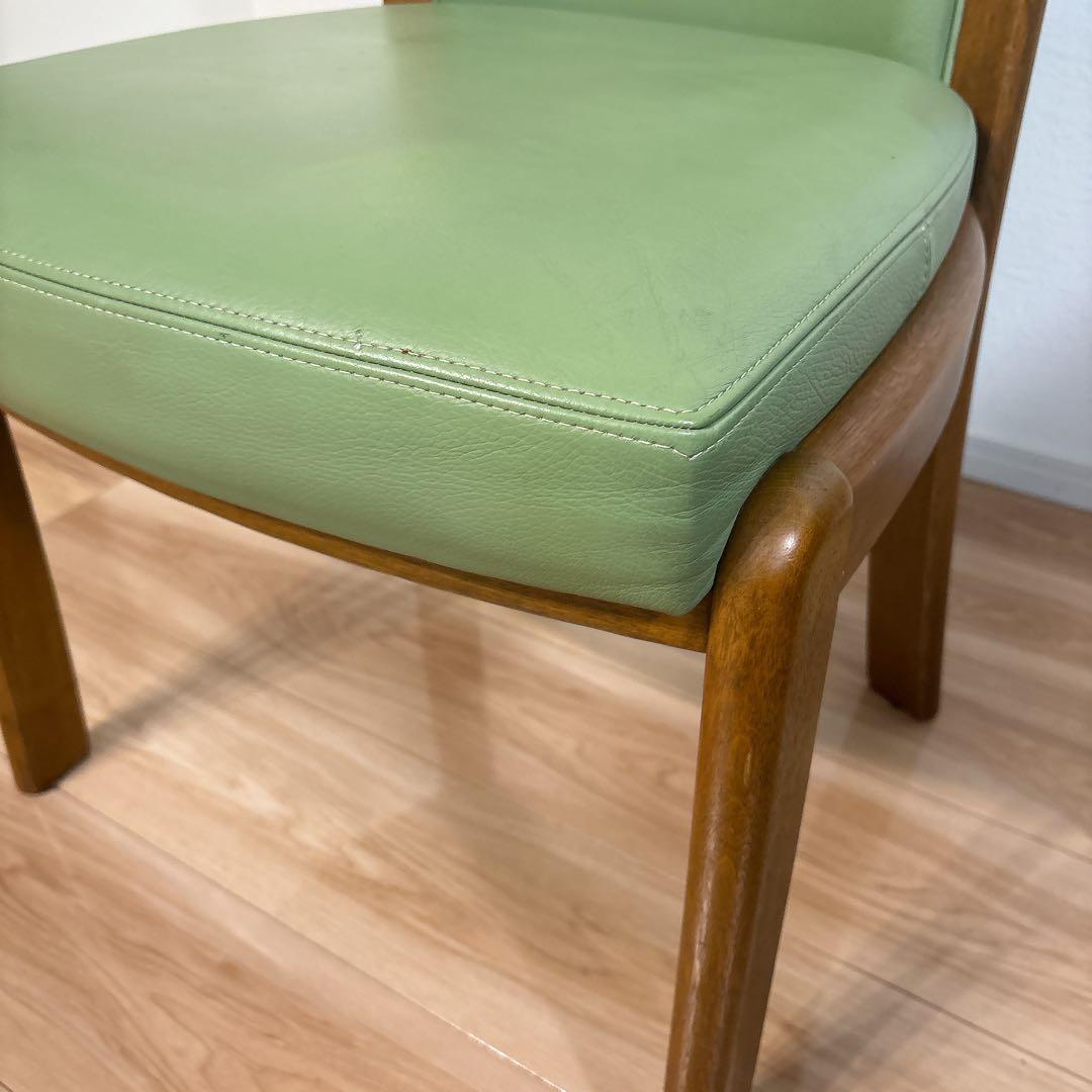 ✨良品✨ 浜本工芸 ダイニングチェア ダークオーク レザー グリーン 3800