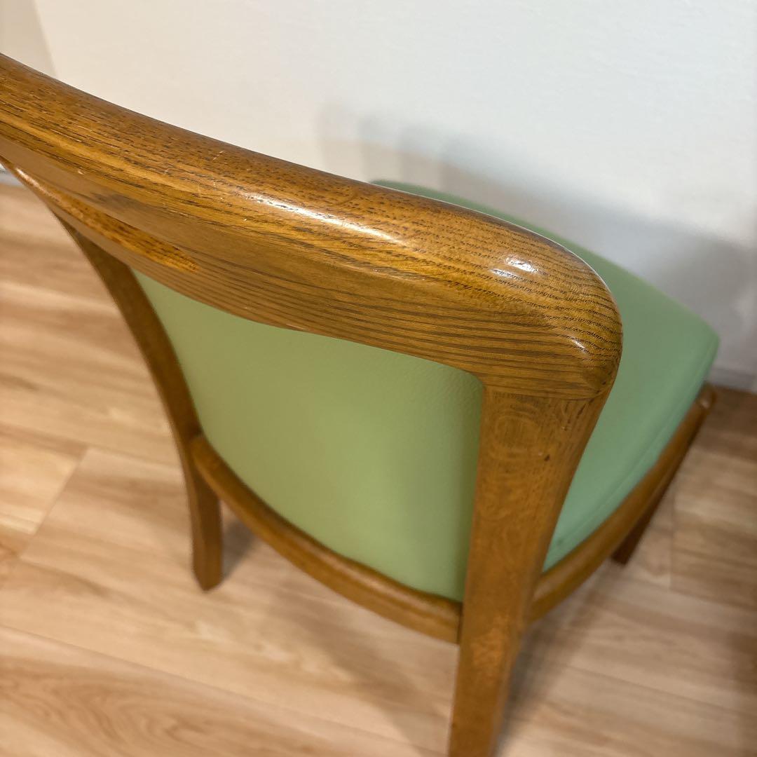 ✨良品✨ 浜本工芸 ダイニングチェア ダークオーク レザー グリーン 3800