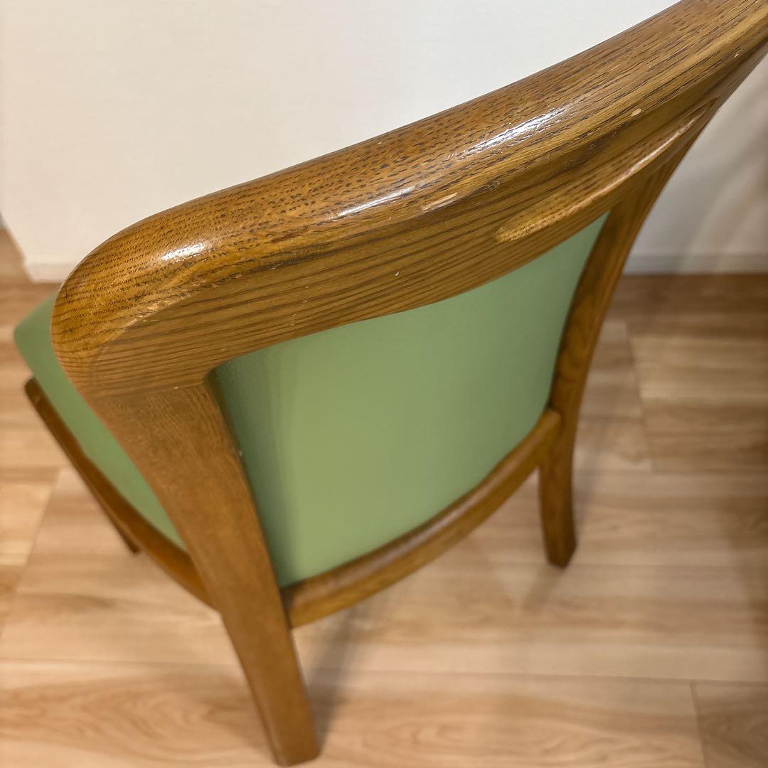 ✨良品✨ 浜本工芸 ダイニングチェア ダークオーク レザー グリーン 3800