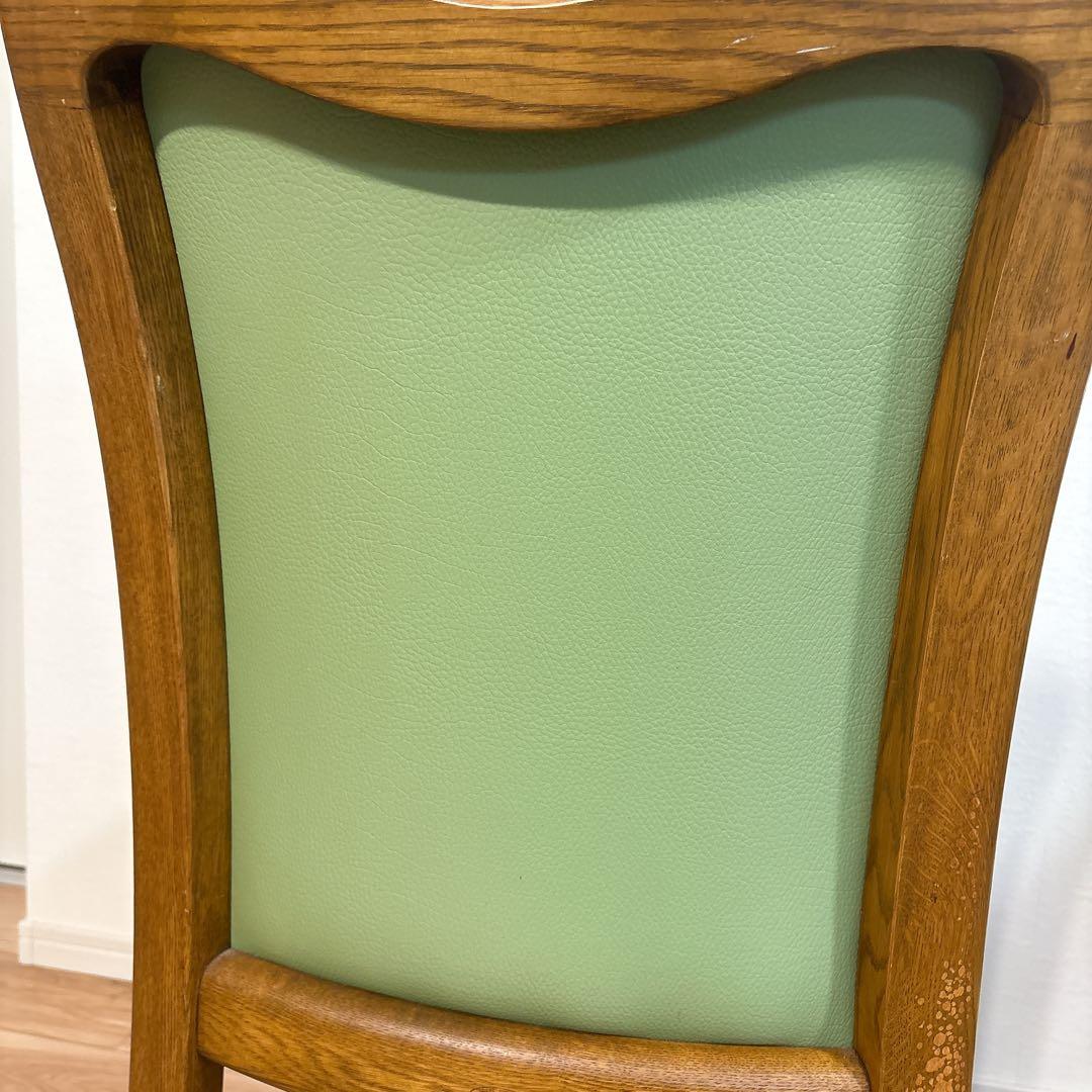 ✨良品✨ 浜本工芸 ダイニングチェア ダークオーク レザー グリーン 3800