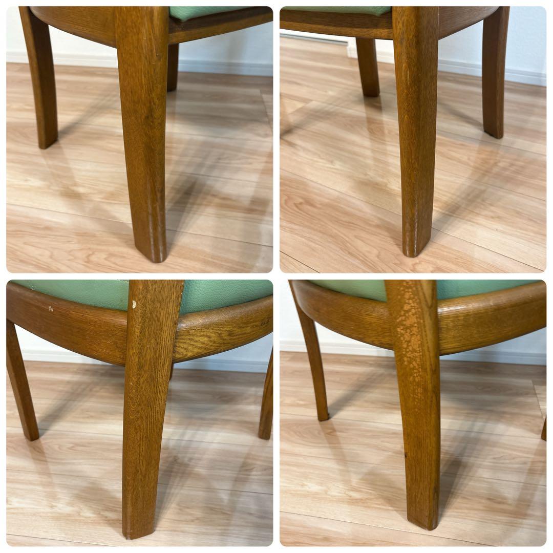 ✨良品✨ 浜本工芸 ダイニングチェア ダークオーク レザー グリーン 3800