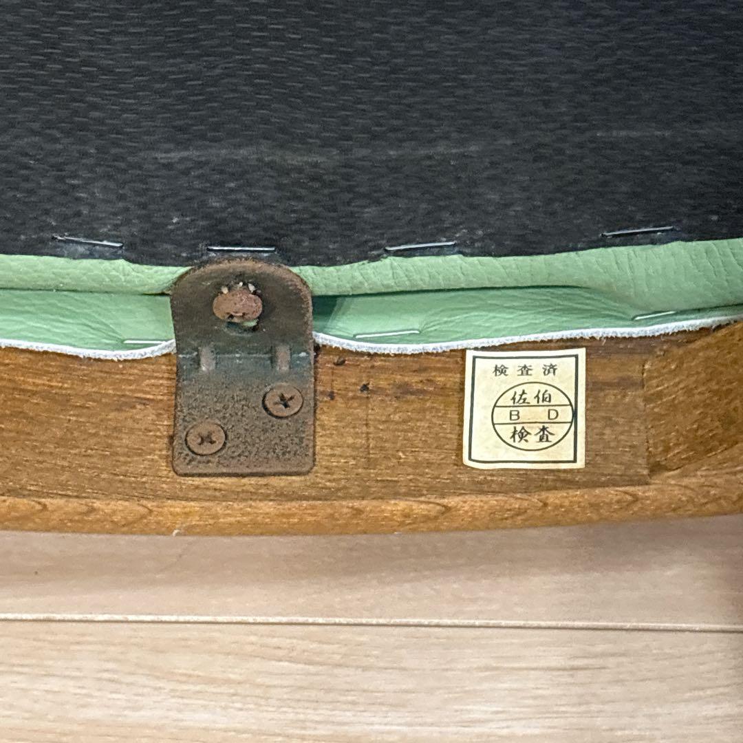 ✨良品✨ 浜本工芸 ダイニングチェア ダークオーク レザー グリーン 3800