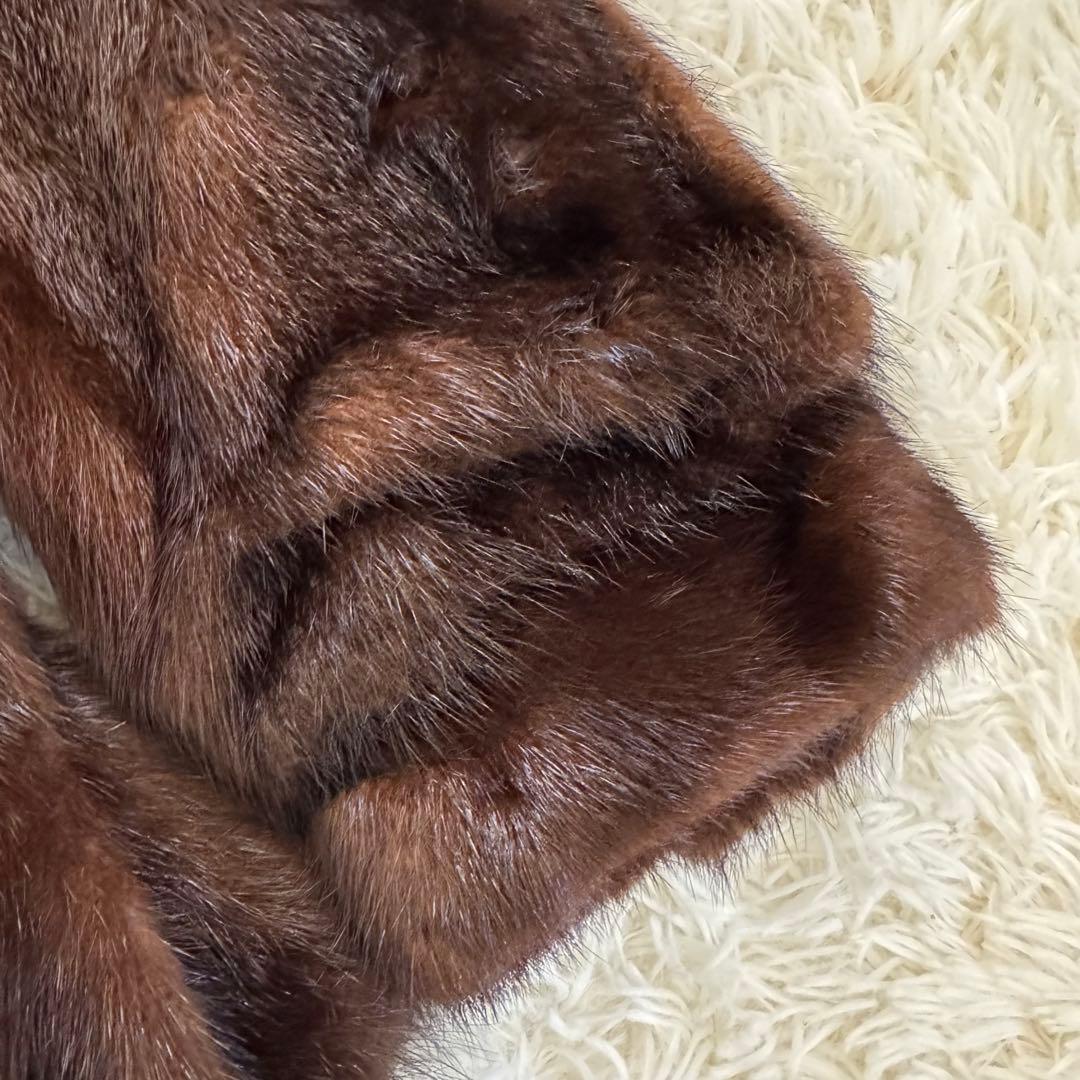 高級　リアルファー　ミンクコート　毛皮　ハーフ丈　大きいサイズ　ブラウン