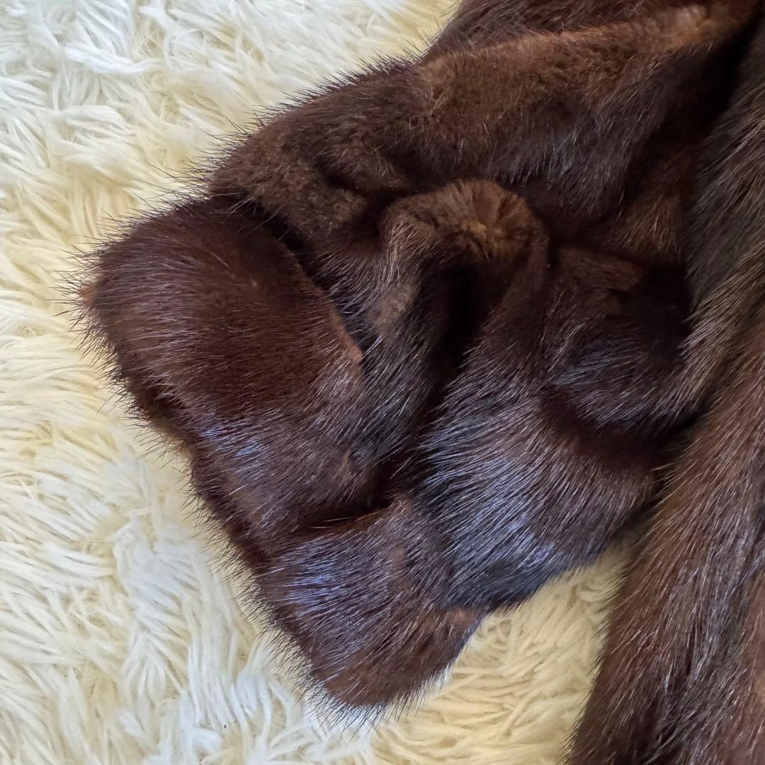 高級　リアルファー　ミンクコート　毛皮　ハーフ丈　大きいサイズ　ブラウン