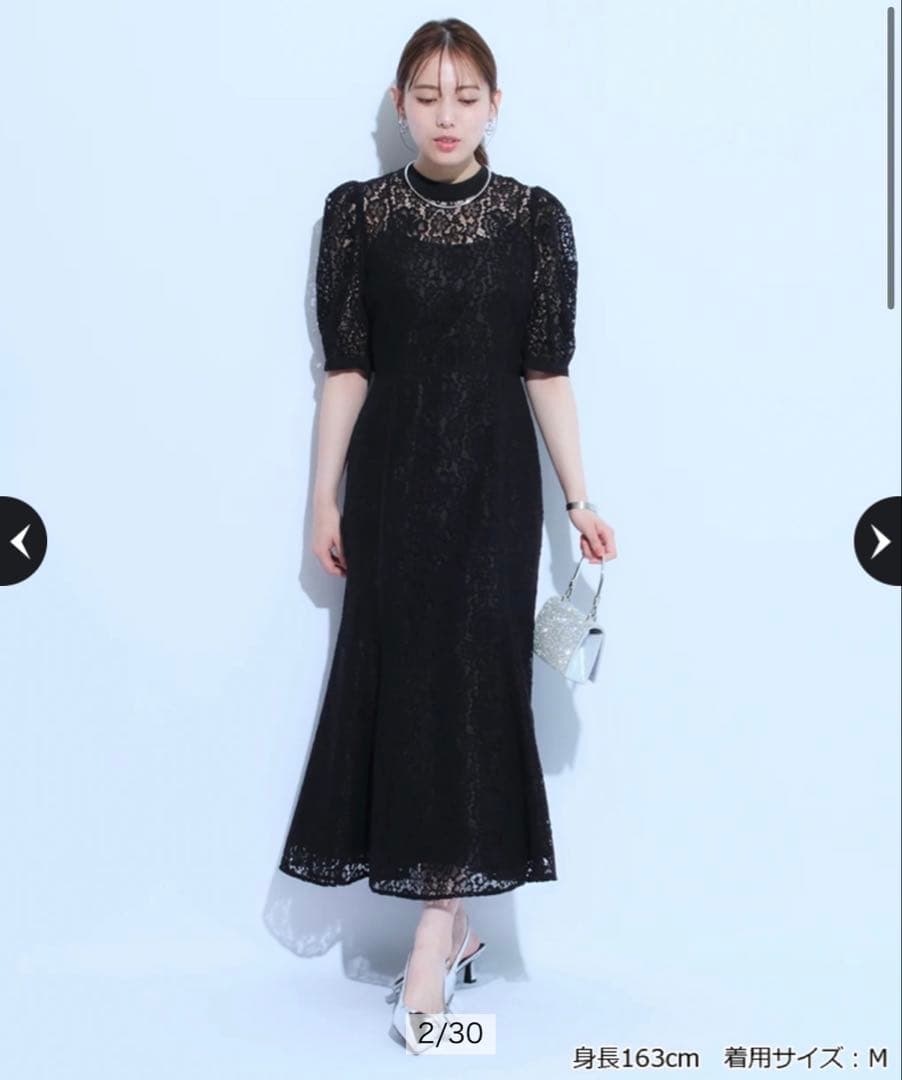 未使用ブラックレースパーティードレス M