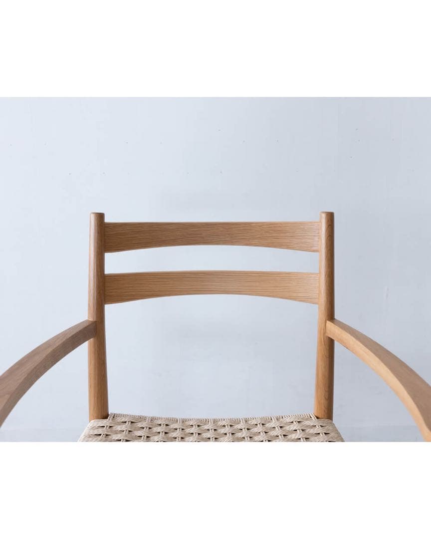 ミント　ペーパーコード 肘付きチェア　オーク材