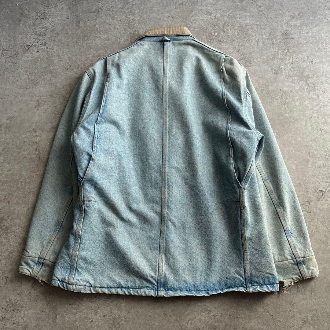 90's/USA製/carhartt【L】デニム チョアコート 襟コーデュロイ